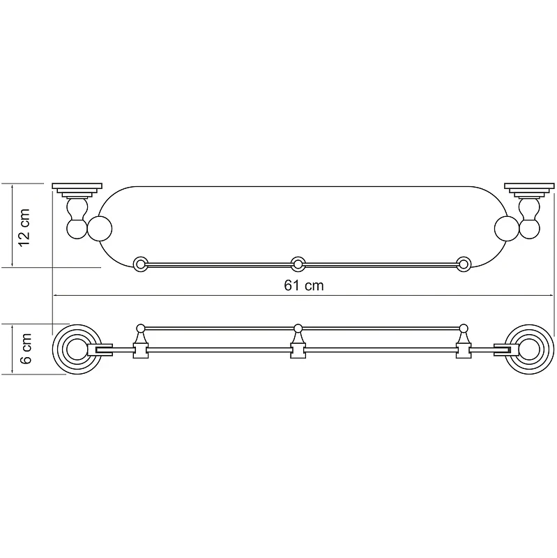 Стеклянная полка WasserKRAFT Ammer K-7044 Хром матовый