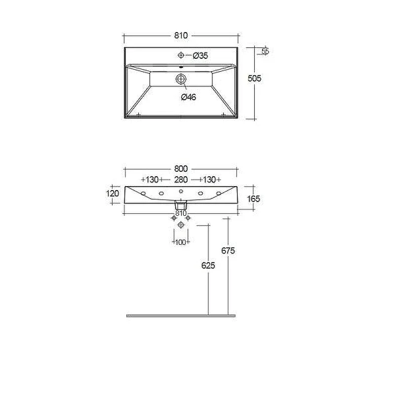 Раковина подвесная Kludi Resa 80 59WW8139 цвет Черный матовый