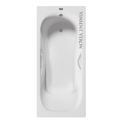Чугунная ванна Vinsent Veron Aura 180x80 VAU1808045H/VH0015NI цвет Белый с дугообразными ручками никель