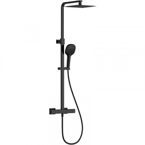 Душевая система AQUAme AQM8007MB с термостатом Черная матовая латунь на стену