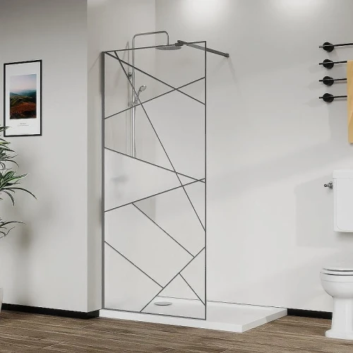 Душевая перегородка Azario Walk-in 110 AZ-271-110-MGR-CGP профиль Графит матовый стекло прозрачное с графическим принтом