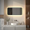 Зеркало Defesto Aura 100х50 DF 2975RH с подсветкой 28W-3000K/ИК - выключатель/Теплый белый свет/Черная рама