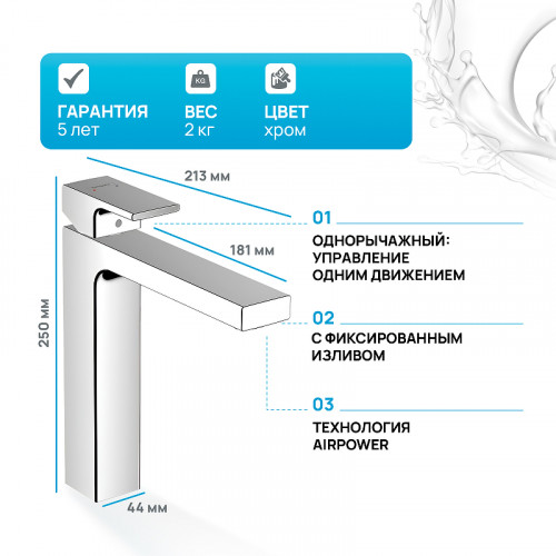 Смеситель для раковины Hansgrohe Vernis Shape 71562000 Хром латунь