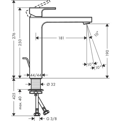 Смеситель для раковины Hansgrohe Vernis Shape 71562000 Хром латунь