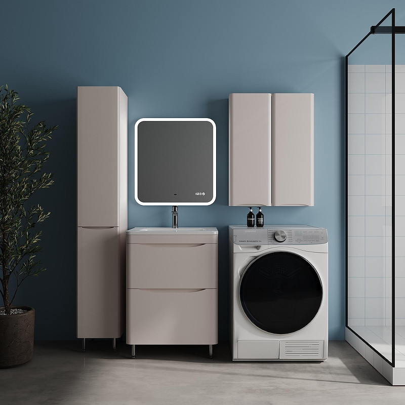 Шкаф пенал Style Line Бергамо 30 L Люкс Плюс СС-00002528 с бельевой корзиной цвет Карамель антискрейтч
