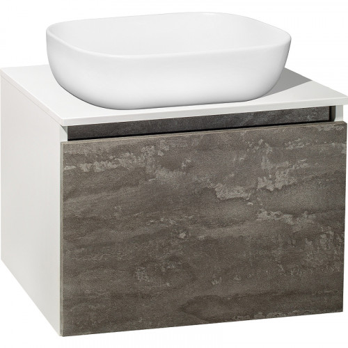 Тумба под раковину Runo Бари 60 00-00001378 подвесная Железный камень Белая МДФ / ЛДСП