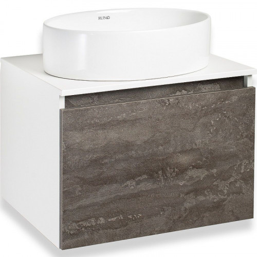 Тумба под раковину Runo Бари 60 00-00001378 подвесная Железный камень Белая МДФ / ЛДСП