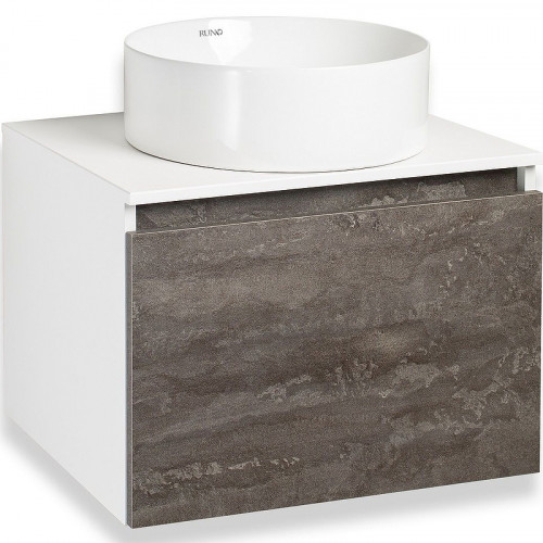 Тумба под раковину Runo Бари 60 00-00001378 подвесная Железный камень Белая МДФ / ЛДСП