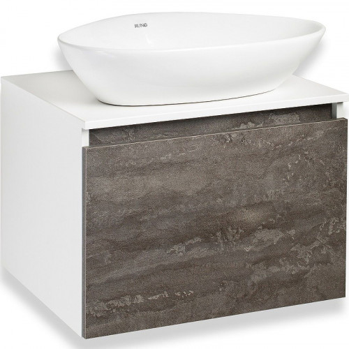 Тумба под раковину Runo Бари 60 00-00001378 подвесная Железный камень Белая МДФ / ЛДСП