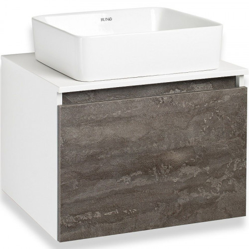 Тумба под раковину Runo Бари 60 00-00001378 подвесная Железный камень Белая МДФ / ЛДСП