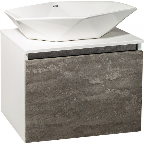 Тумба под раковину Runo Бари 60 00-00001378 подвесная Железный камень Белая МДФ / ЛДСП