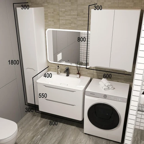 Тумба под раковину Style Line Марелла 80 Люкс Plus СС-00002410 подвесная Белый матовый антискрейтч МДФ / ЛДСП