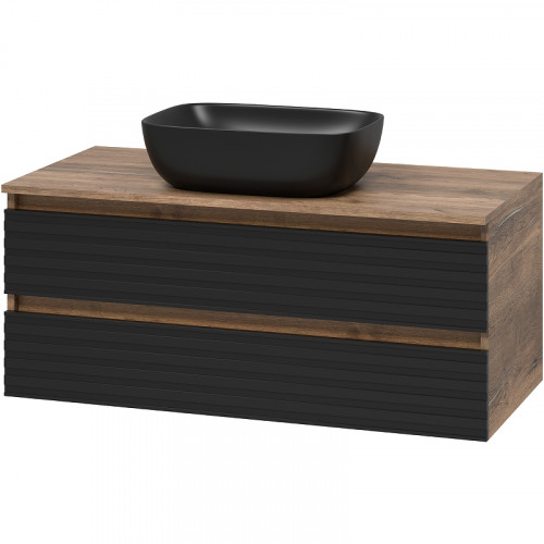 Тумба под раковину Brevita Dakota 100 DAK-09100-19/02-2Я подвесная Черный кварц Дуб Галифакс олово МДФ / ЛДСП