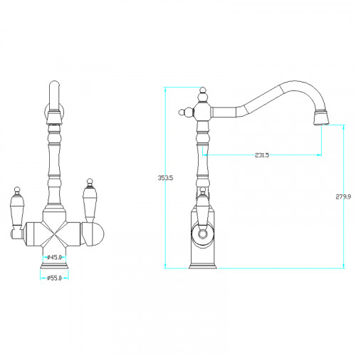 Смеситель для кухни Boheme Tradizionale Oro 112 Золото латунь