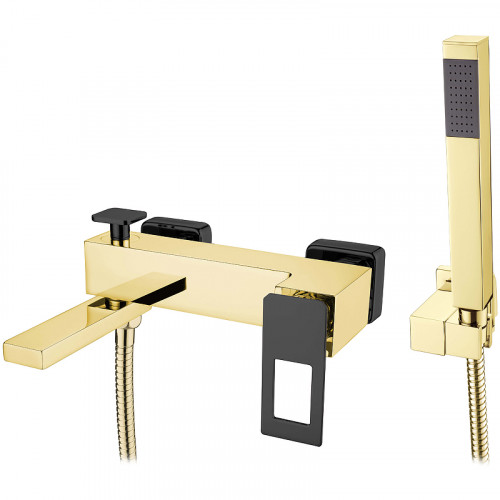 Смеситель для ванны Boheme Q 143-GB Золото Черный латунь на стену