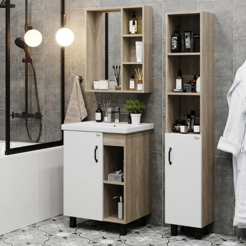 Тумба под раковину Onika Тимбер 60.01 106115 Белый матовый Дуб сонома МДФ / ЛДСП