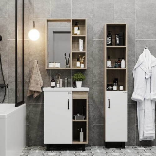 Тумба под раковину Onika Тимбер 60.01 106115 Белый матовый Дуб сонома МДФ / ЛДСП