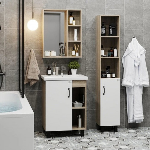 Тумба под раковину Onika Тимбер 60.01 106115 Белый матовый Дуб сонома МДФ / ЛДСП