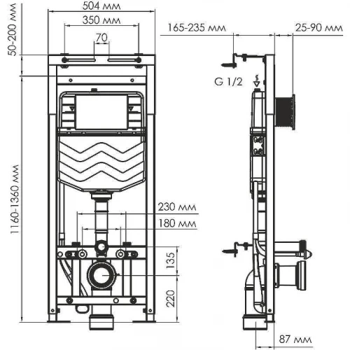 Инсталляция WasserKRAFT Alme 15TLT.010.ME.WM02 для унитаза с Белой матовой клавишей смыва