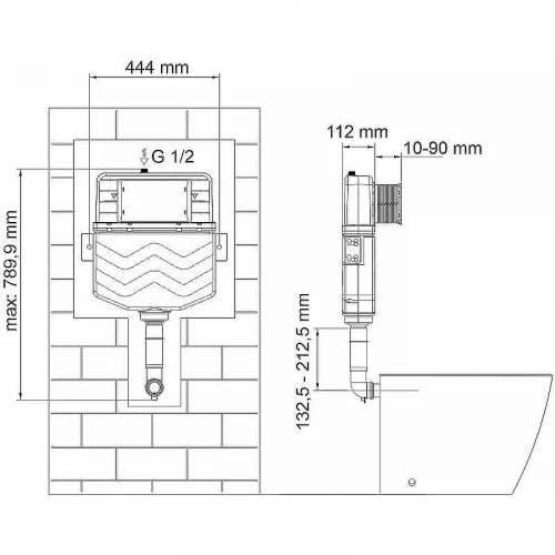 Смывной бачок WasserKRAFT Aller 10TLT.031.ME.BN04 для унитаза с клавишей смыва Никель