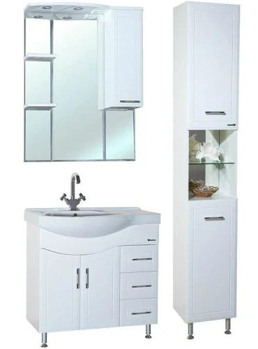 Зеркало со шкафом Bellezza Коралл 85 R 4612014001018 с подсветкой R Белое МДФ / ЛДСП, стекло
