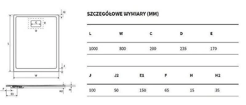 Душевой поддон из искусственного камня Excellent Lavano 100x80 BREX.1103.100.080.CON Бетон