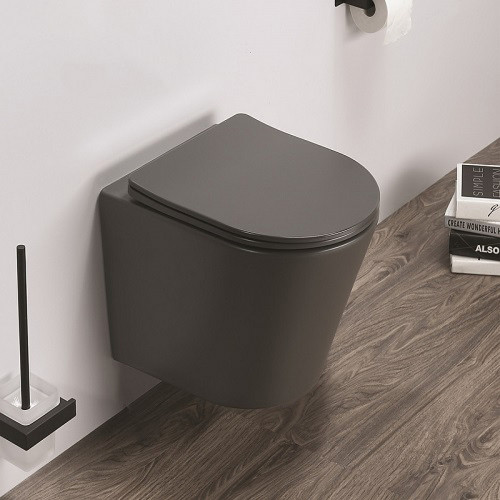 Унитаз CeramaLux B2330-2MDH подвесной Серый матовый с сиденьем Микролифт фаянс подвесной