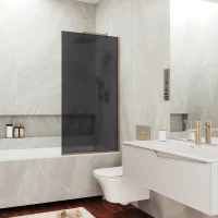 Шторка на ванну Maybah Glass MGV-251-2у 300x1400 в узком профиле Бронза стекло графитовое матовое