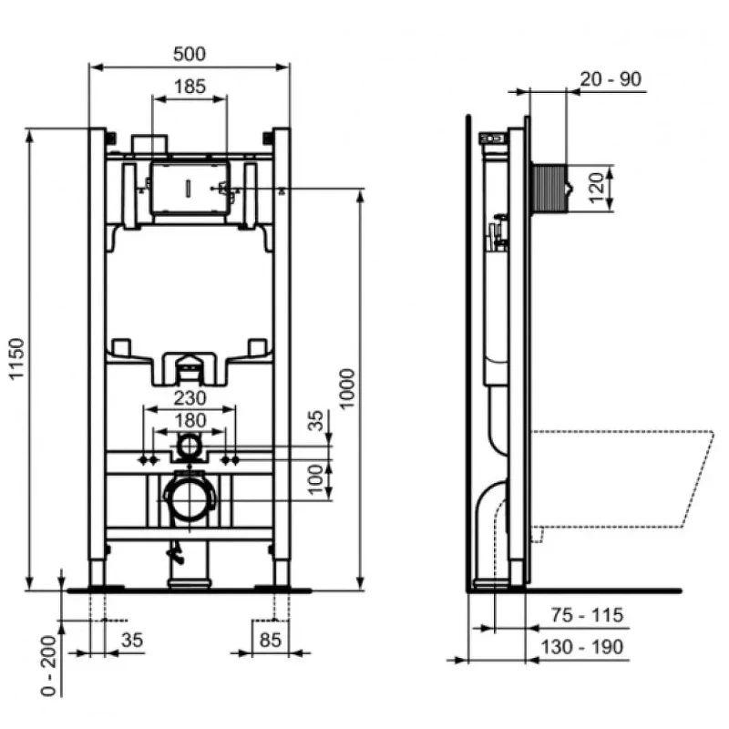 Унитаз с инсталляцией Ideal Standard I.Life A RI471602 цвет Белый с сиденьем Микролифт