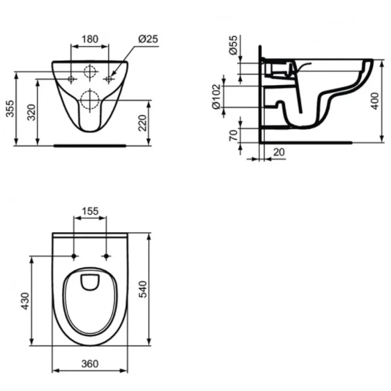 Унитаз с инсталляцией Ideal Standard I.Life A RI471602 цвет Белый с сиденьем Микролифт