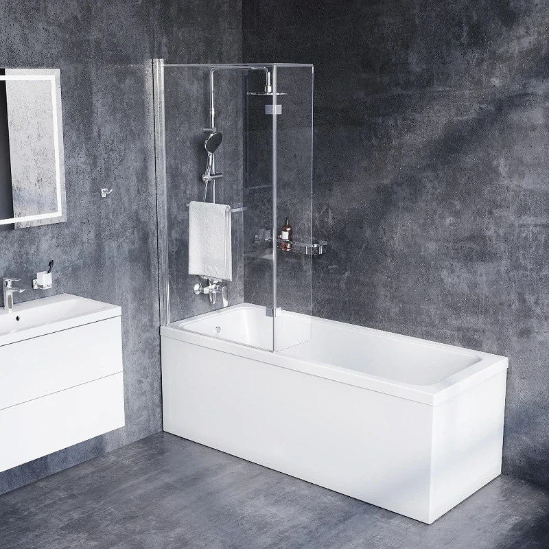 Шторка на ванну Damixa Skyline 80х140 DX35WBS-D7W1-150MT профиль Хром стекло прозрачное