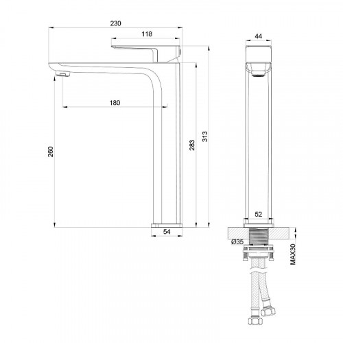 Смеситель для раковины Oliveeka D OL-239003-MB цвет Черный матовый