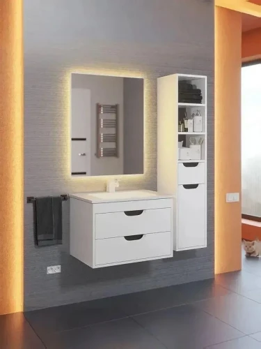 Тумба с раковиной Uperwood Modul 80 393020560 подвесная цвет Белый матовый Графит матовый
