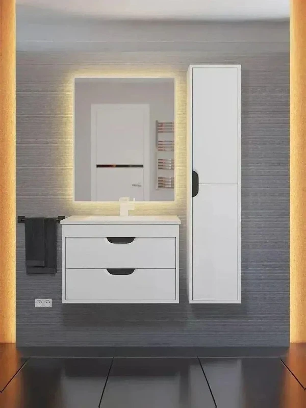 Тумба с раковиной Uperwood Modul 80 393020560 подвесная цвет Белый матовый Графит матовый