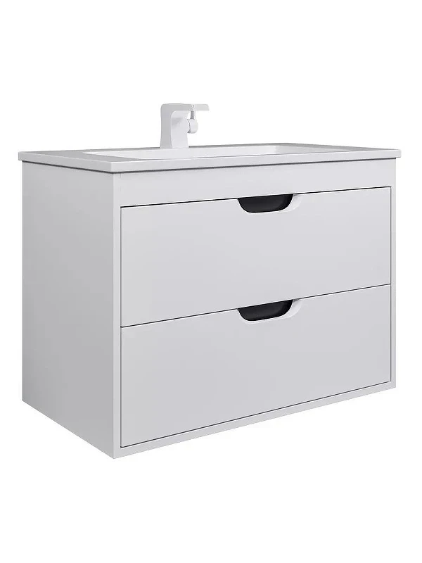 Тумба с раковиной Uperwood Modul 80 393020560 подвесная цвет Белый матовый Графит матовый