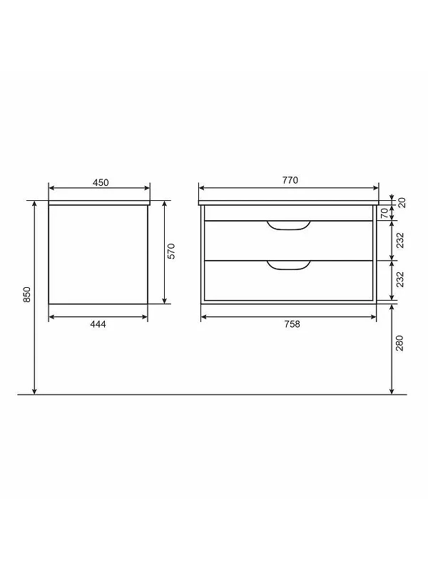 Тумба с раковиной Uperwood Modul 80 393020560 подвесная цвет Белый матовый Графит матовый