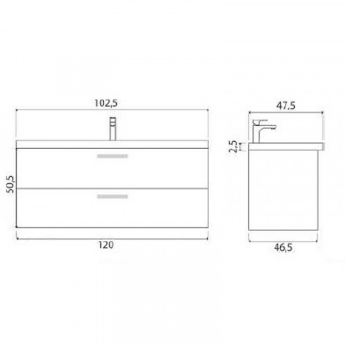 Тумба под раковину Creto Ares 120 10-1111W подвесная White МДФ / ЛДСП
