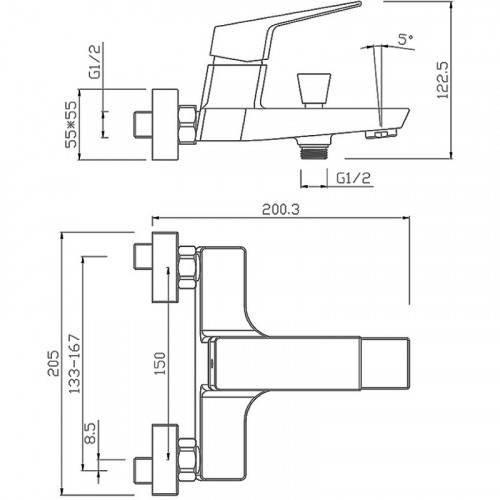 Смеситель для ванны Paini Torre 98YO111 Черный матовый