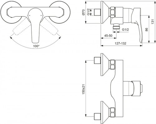 Смеситель для душа Vidima Meloy BA410AA Хром латунь на стену