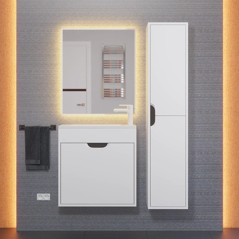 Тумба с раковиной Uperwood Modul 60 393020557 подвесная цвет Белый матовый Графит матовый