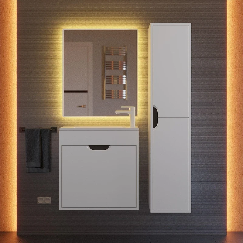 Тумба с раковиной Uperwood Modul 60 393020557 подвесная цвет Белый матовый Графит матовый