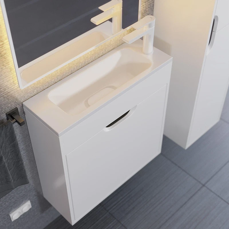 Тумба с раковиной Uperwood Modul 60 393020557 подвесная цвет Белый матовый Графит матовый