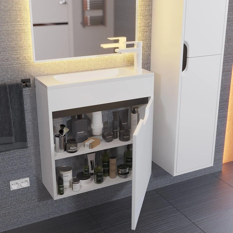 Тумба с раковиной Uperwood Modul 60 393020557 подвесная цвет Белый матовый Графит матовый