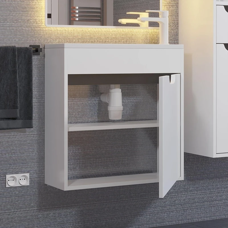 Тумба с раковиной Uperwood Modul 60 393020557 подвесная цвет Белый матовый Графит матовый