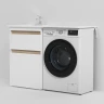 Раковина AM.PM X-Joy 120 L M85AWPL1201WG с местом под стиральную машину Белая искусственный камень (литьевой мрамор) полувстраиваемая, с местом под стиральную машину