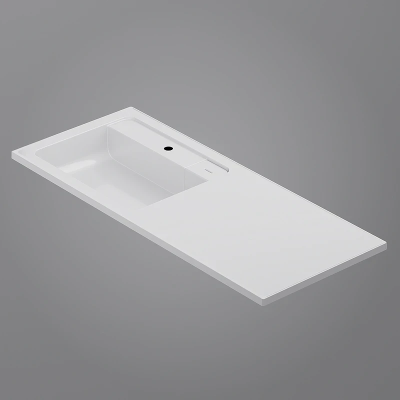 Раковина AM.PM X-Joy 120 L M85AWPL1201WG с местом под стиральную машину Белая искусственный камень (литьевой мрамор) полувстраиваемая, с местом под стиральную машину