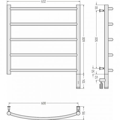 Электрический полотенцесушитель Сунержа Галант 3.0 600x600 R 31-5801-6060 Черный матовый нержавеющая сталь