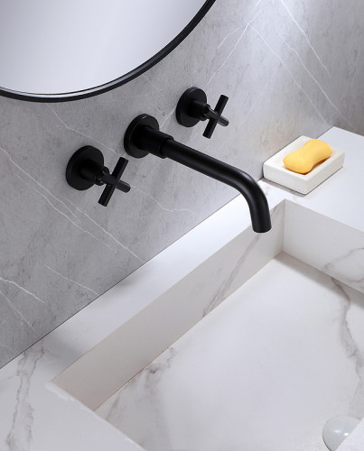 Смеситель для раковины Abber Wasser Kreis AF81121B Черный матовый латунь встраиваемый