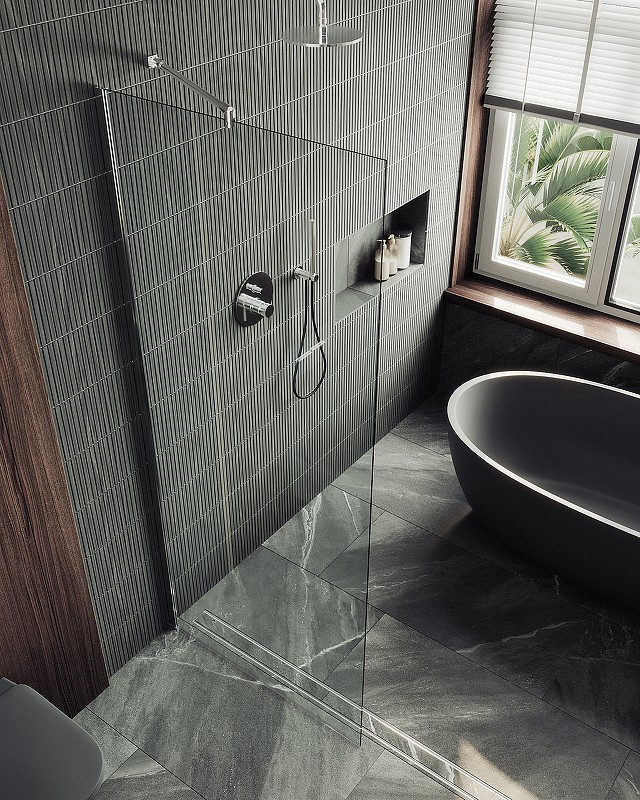 Душевая перегородка Maybah Glass MGD-677-5ш 1090x1950 в широком профиле Хром матовый стекло прозрачное