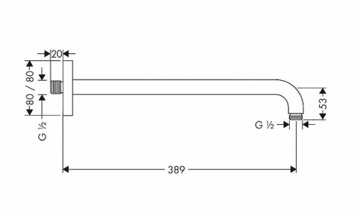 Кронштейн для верхнего душа Hansgrohe 27446000 Хром нержавеющая сталь на стену